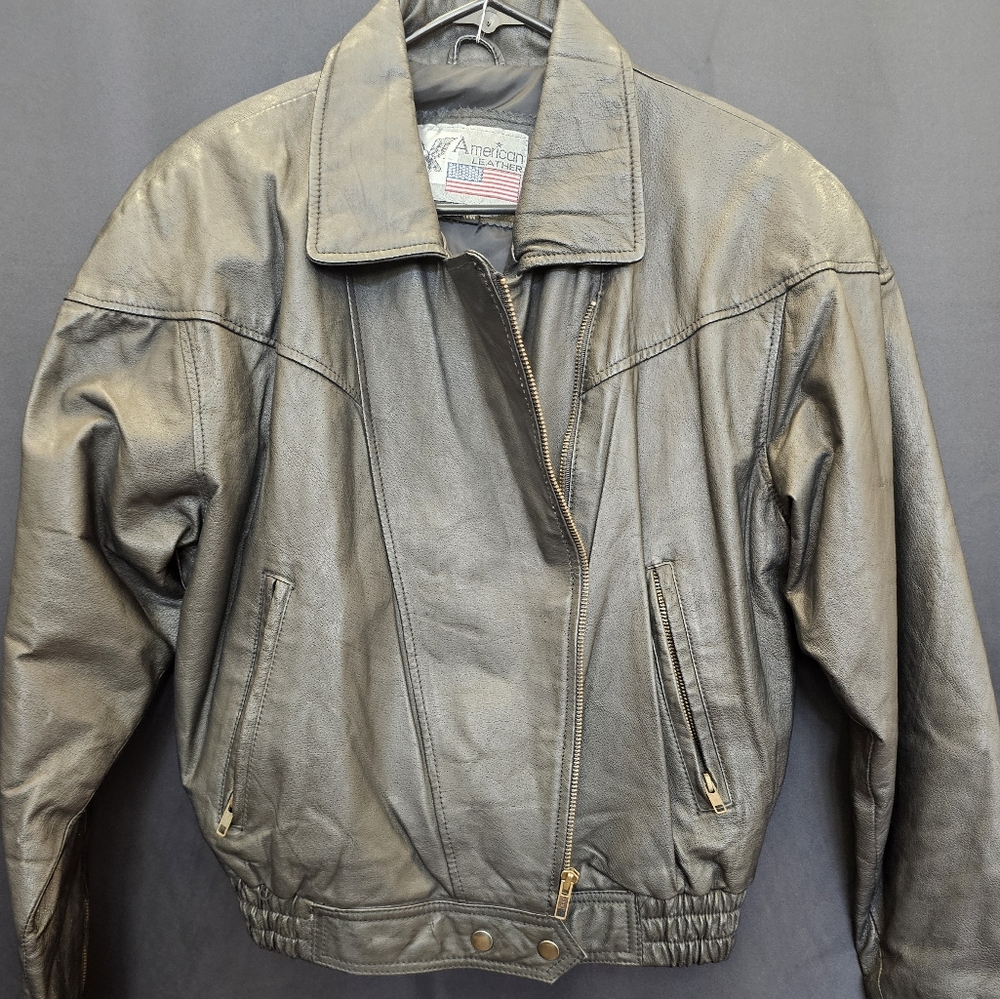 50s and 80s leather Bomber jacket.  Unisex . Vintage, streetwear,  classic